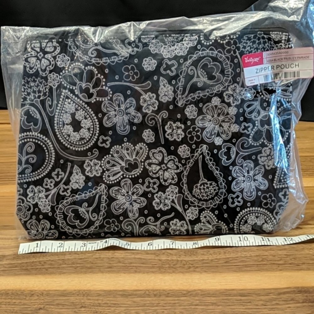 Black and White Large Zipper Pouch